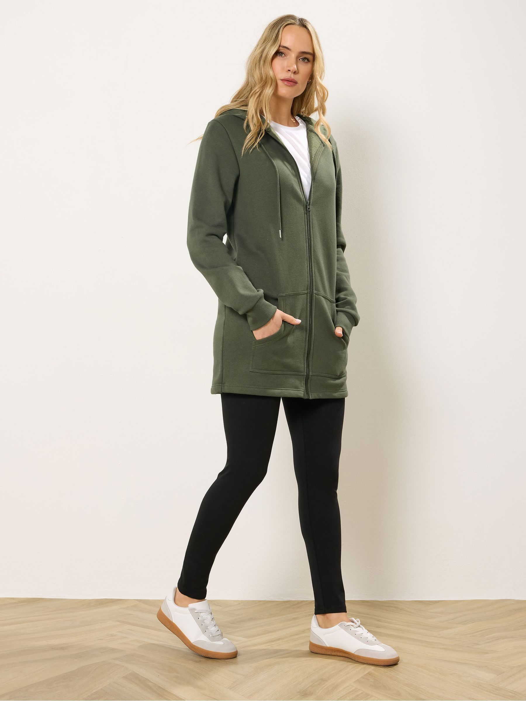 Buy Long Tall Sally Green Longline Zip Hoodie from the Next UK