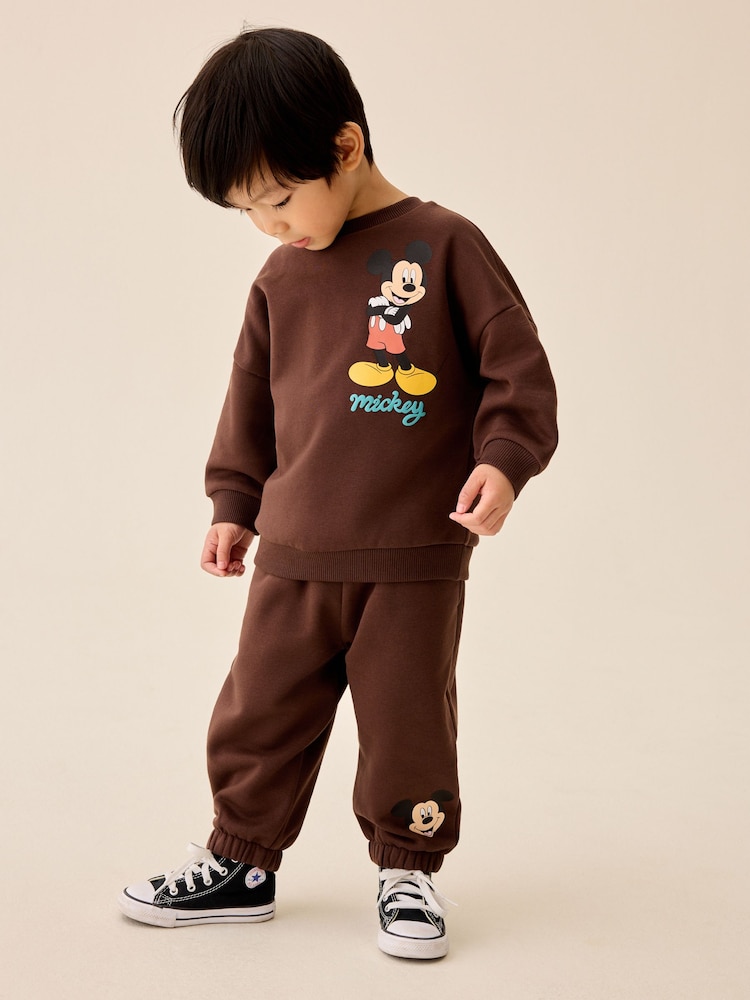 Chocolate Brown Mickey Mouse Crew Neck Sweat Top and Joggers Set (3mths-8yrs) - Image 2 of 10