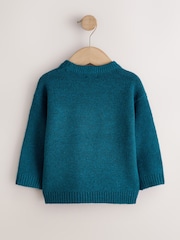 Teal Blue Tokyo Knitted Crew Neck Jumper (3mths-7yrs) - Image 5 of 7