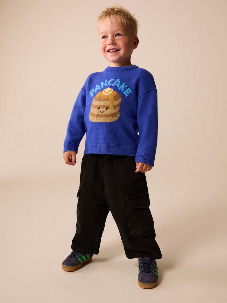 Bright Blue Pancake Character Knitted Crew Neck Jumper (3mths-7yrs) - Image 2 of 8