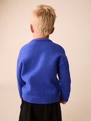 Bright Blue Pancake Character Knitted Crew Neck Jumper (3mths-7yrs) - Image 3 of 8