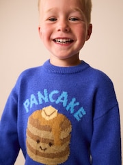 Bright Blue Pancake Character Knitted Crew Neck Jumper (3mths-7yrs) - Image 4 of 8