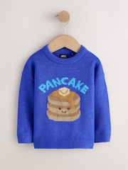Bright Blue Pancake Character Knitted Crew Neck Jumper (3mths-7yrs) - Image 5 of 8