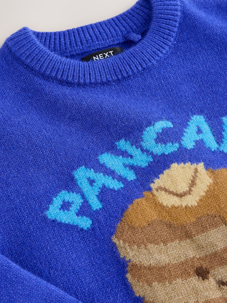 Bright Blue Pancake Character Knitted Crew Neck Jumper (3mths-7yrs) - Image 8 of 8