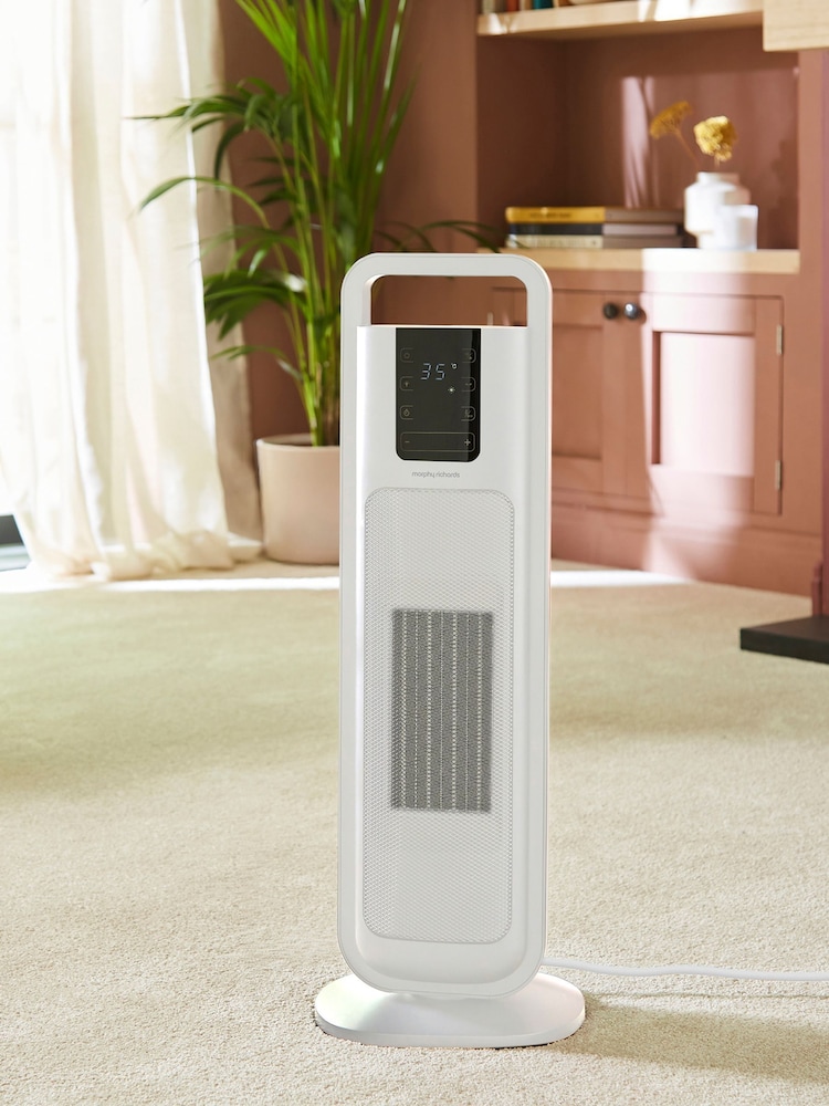 Morphy Richards White HeatFlux Ultra Thin Ceramic Tower Fan Heater - Image 1 of 5
