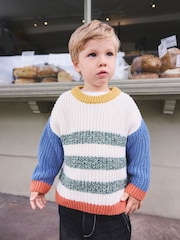 Multi - Striped Multicolour Knitted Crew Jumper (3mths-7yrs) - Bild 1 von 3