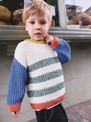 Multi - Striped Multicolour Knitted Crew Jumper (3mths-7yrs) - Bild 2 von 3