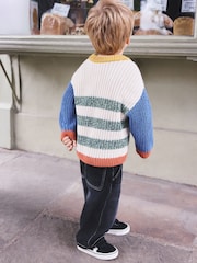 Multi - Striped Multicolour Knitted Crew Jumper (3mths-7yrs) - Bild 3 von 3