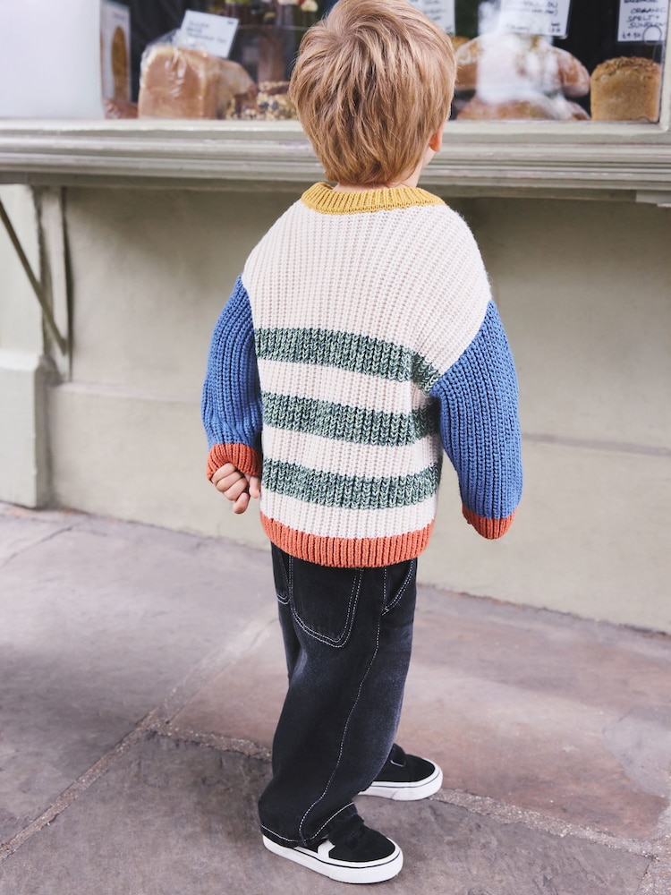 Multi - Striped Multicolour Knitted Crew Jumper (3mths-7yrs) - Bild 3 von 3