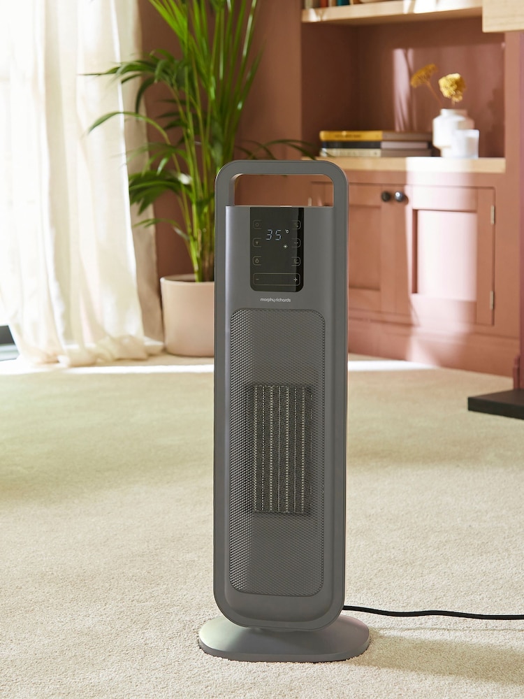 Morphy Richards Grey HeatFlux Ultra Thin Ceramic Tower Fan Heater - Image 1 of 5