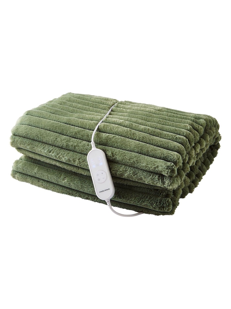 Morphy Richards Green Small EverCosy Luxury Striped Fleece Electric Heated Throw - Image 1 of 5