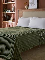 Morphy Richards Green Small EverCosy Luxury Striped Fleece Electric Heated Throw - Image 3 of 5