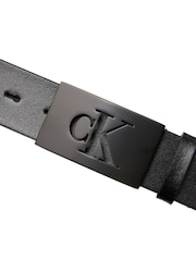 Calvin Klein Black Plaque Smooth Leather Belt - Image 3 of 4