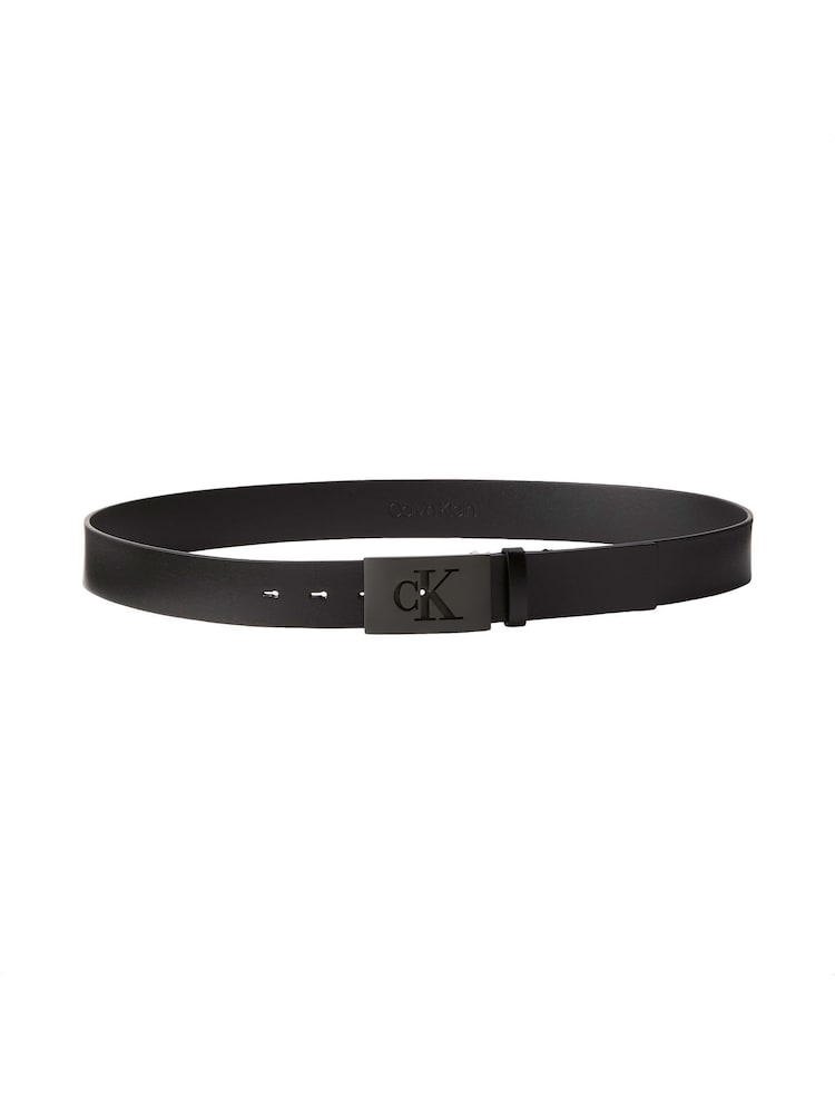 Calvin Klein Black Plaque Smooth Leather Belt - Image 4 of 4