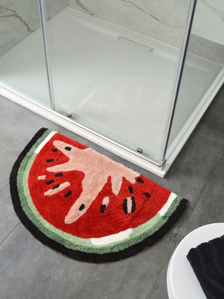 Mooky Mats Red Lemon Slice Semi Circle Bath Mat - Image 1 of 4