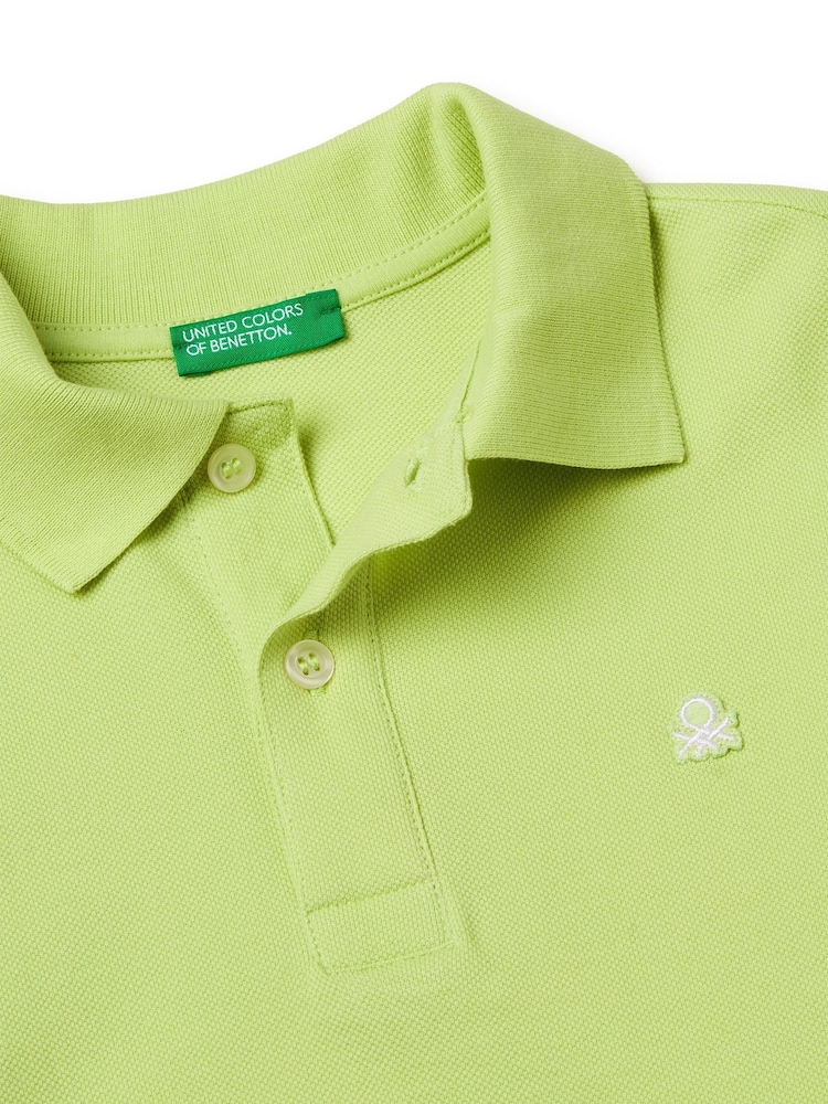 Benetton Green Short Sleeve Pique Polo Shirt - Image 3 of 3