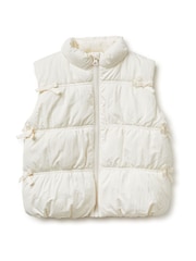 Benetton Quilted Bow Cream Gilet - Image 1 of 2
