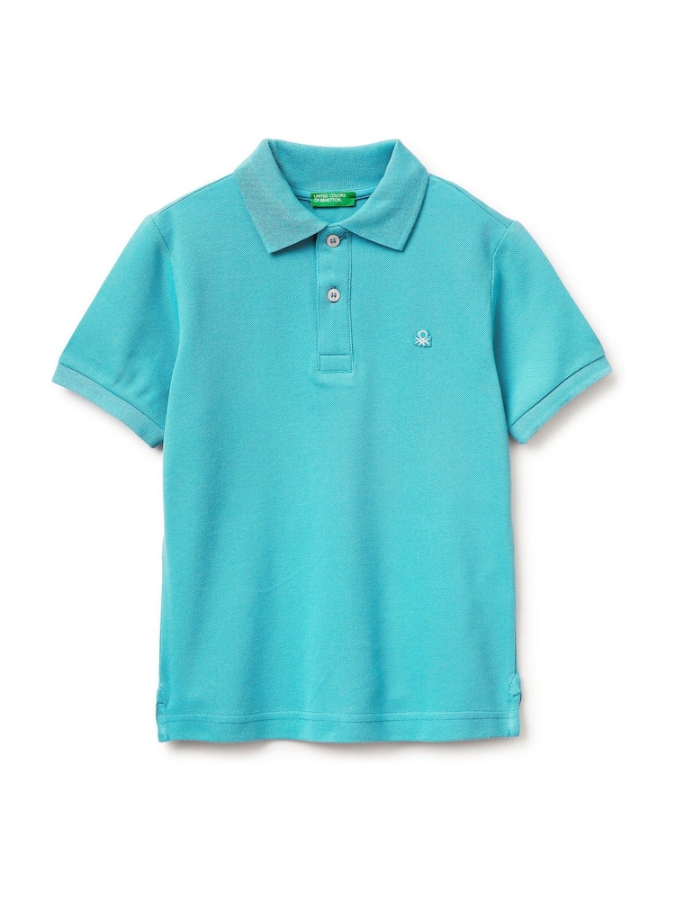 Benetton Blue Short Sleeve Pique Polo Shirt - Image 1 of 3