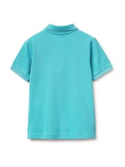 Benetton Blue Short Sleeve Pique Polo Shirt - Image 2 of 3