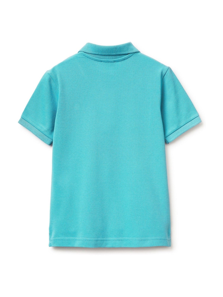 Benetton Blue Short Sleeve Pique Polo Shirt - Image 2 of 3