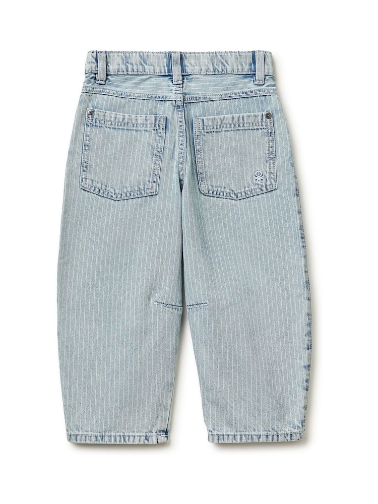 Benetton Striped Blue Denim Jeans - Image 2 of 3 Benetton Striped Blue Denim Jeans - Image 2 of 3
