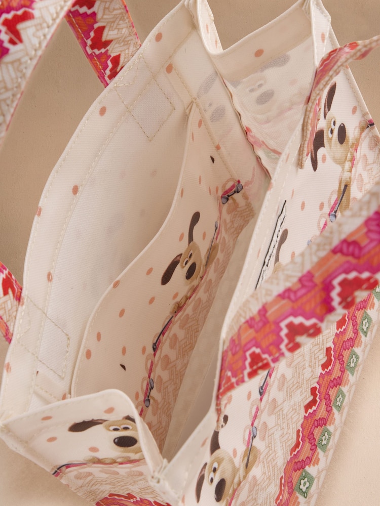 Cath Kidston Pink/Oatmeal Wallace and Gromit Small Book Bag - Image 7 of 7