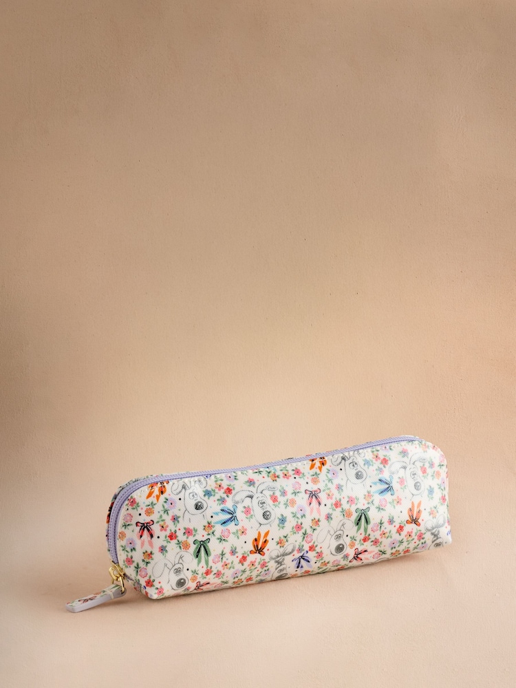 Cath Kidston Ecru Wallace and Gromit Curved Pencil Case Bag - Image 1 of 4 Cath Kidston Ecru Wallace and Gromit Curved Pencil Case Bag - Image 1 of 4