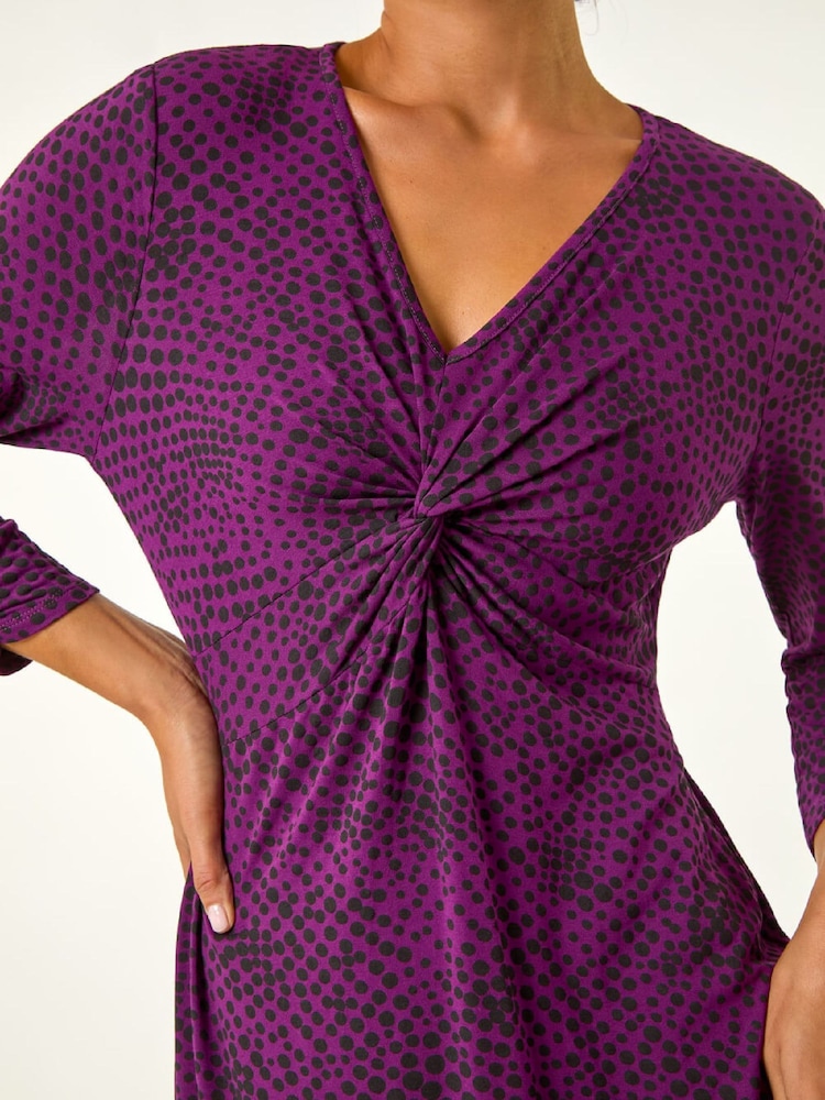 Roman Purple Petite Twist Front V-Neck Midi Dress - Image 5 of 5 Roman Purple Petite Twist Front V-Neck Midi Dress - Image 5 of 5