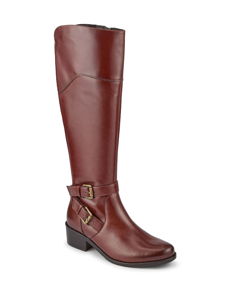 Jones Bootmaker Brown Standard Fit Phoebe Medium Calf-Fit Leather Long Boots - Image 2 of 5 Jones Bootmaker Brown Standard Fit Phoebe Medium Calf-Fit Leather Long Boots - Image 2 of 5