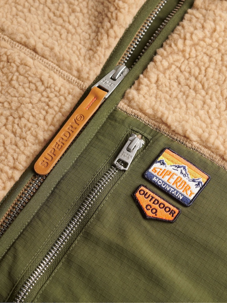 Superdry Brown Vintage Retro Borg Fleece Jacket - Image 7 of 7 Superdry Brown Vintage Retro Borg Fleece Jacket - Image 7 of 7