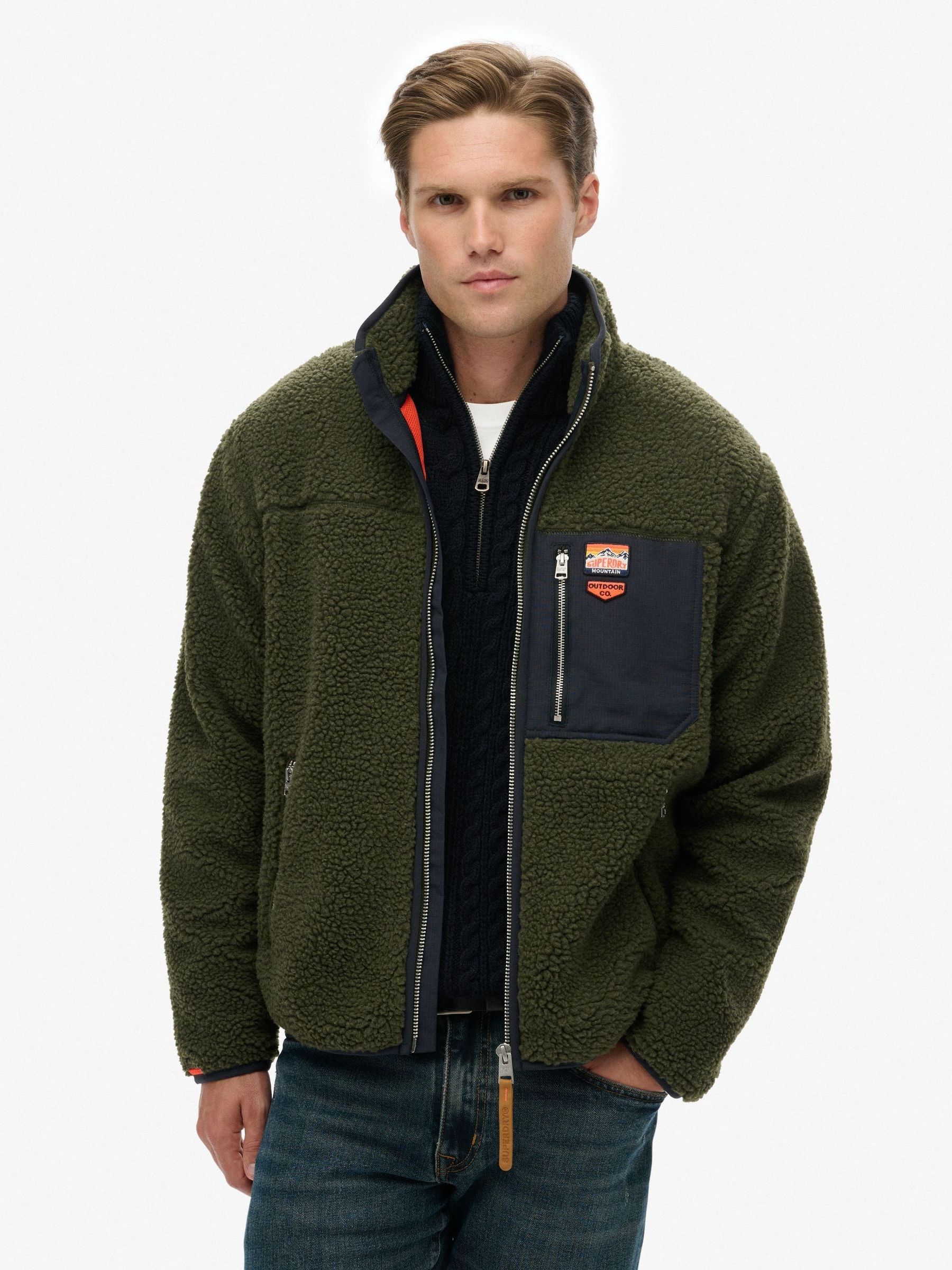 Buy Superdry Green Vintage Retro Borg Fleece Jacket from Next USA