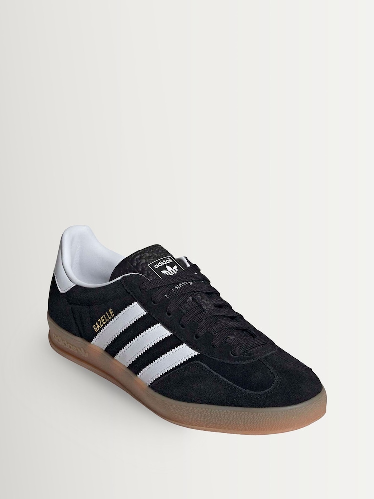adidas Originals Black/White Gazelle Indoor Trainers - Image 2 of 7 adidas Originals Black/White Gazelle Indoor Trainers - Image 2 of 7