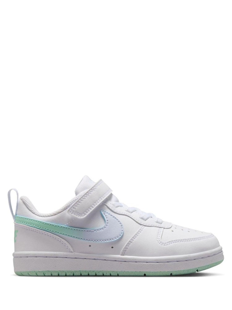 Nike White Arctic Green Junior Court Borough Low Trainers - Image 1 of 8