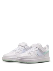 Nike White Arctic Green Junior Court Borough Low Trainers - Image 2 of 8