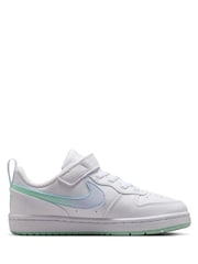 Nike White Arctic Green Junior Court Borough Low Trainers - Image 3 of 8