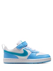 Nike White Energy Blue Junior Court Borough Low Recraft Trainers - Image 3 of 8