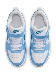 Nike White Energy Blue Junior Court Borough Low Recraft Trainers - Image 4 of 8