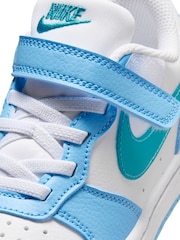 Nike White Energy Blue Junior Court Borough Low Recraft Trainers - Image 6 of 8