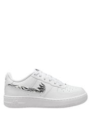 Nike White Zebra Animal Youth Air Force 1 Trainers - Image 1 of 4