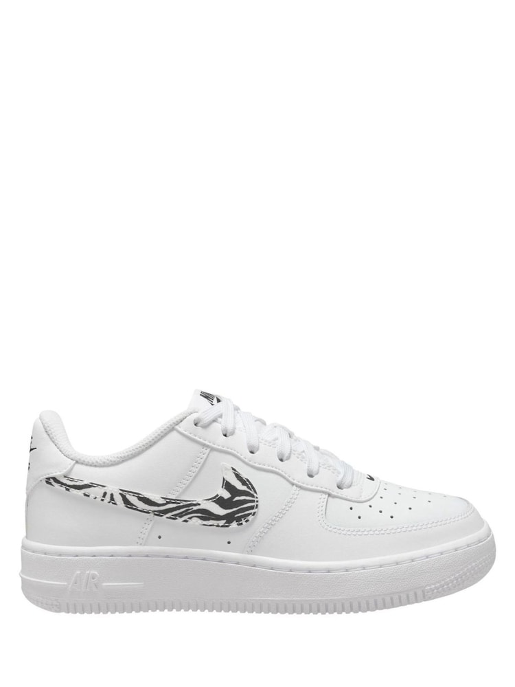 Nike White Zebra Animal Youth Air Force 1 Trainers - Image 1 of 4 Nike White Zebra Animal Youth Air Force 1 Trainers - Image 1 of 4