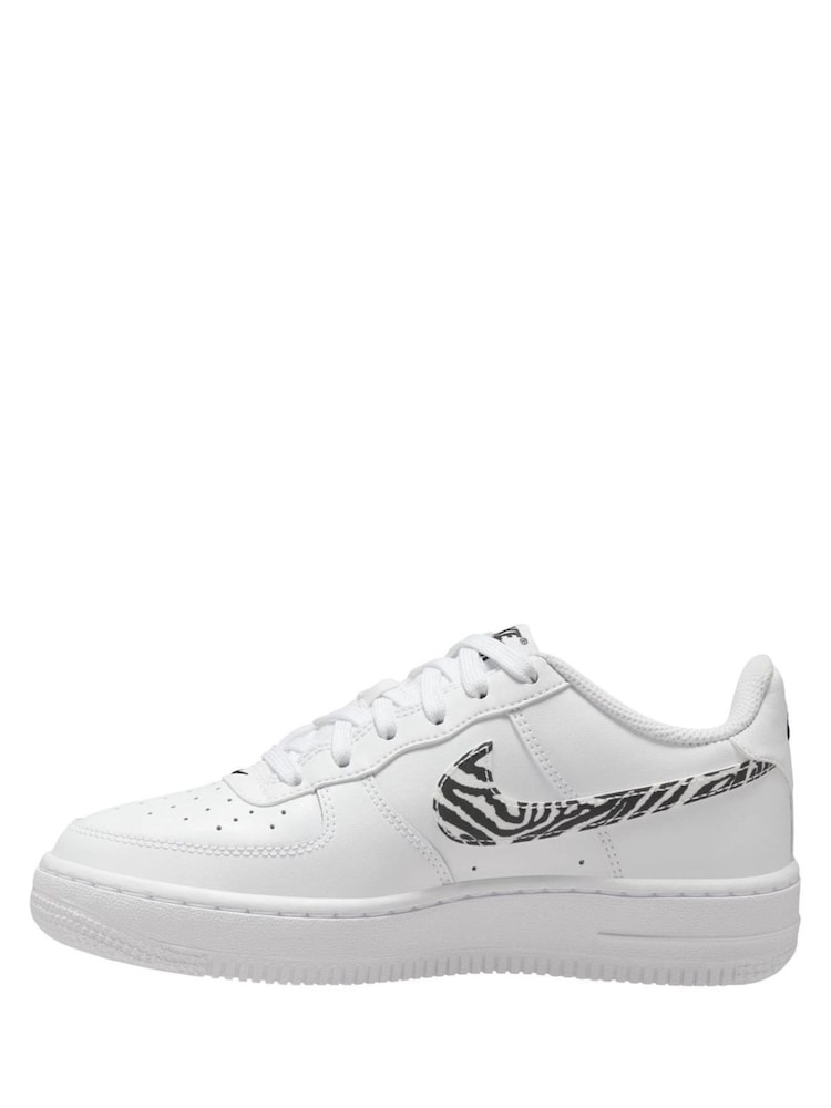 Nike White Zebra Animal Youth Air Force 1 Trainers - Image 2 of 4 Nike White Zebra Animal Youth Air Force 1 Trainers - Image 2 of 4