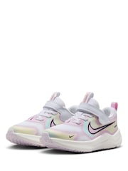Nike White/Bleached Lilac Junior Cosmic Running Trainers - Image 2 of 7
