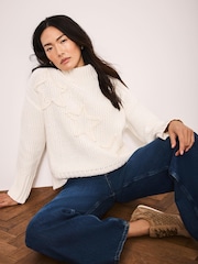 Mint Velvet White Cotton Blend Star Detail Jumper - Image 1 of 7