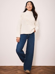 Mint Velvet White Cotton Blend Star Detail Jumper - Image 3 of 7