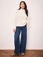 Mint Velvet White Cotton Blend Star Detail Jumper - Image 5 of 7