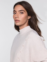 Mint Velvet Grey Neutral Button Detail Ribbed Jumper - Image 4 of 8