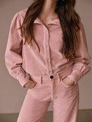 Mint Velvet Pink Corduroy Puff Sleeve Shirt - Image 4 of 8