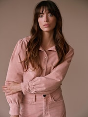 Mint Velvet Pink Corduroy Puff Sleeve Shirt - Image 6 of 8
