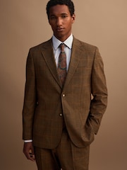 Brown Tailored Fit Gun Club Check Suit Jacket - Image 1 of 12