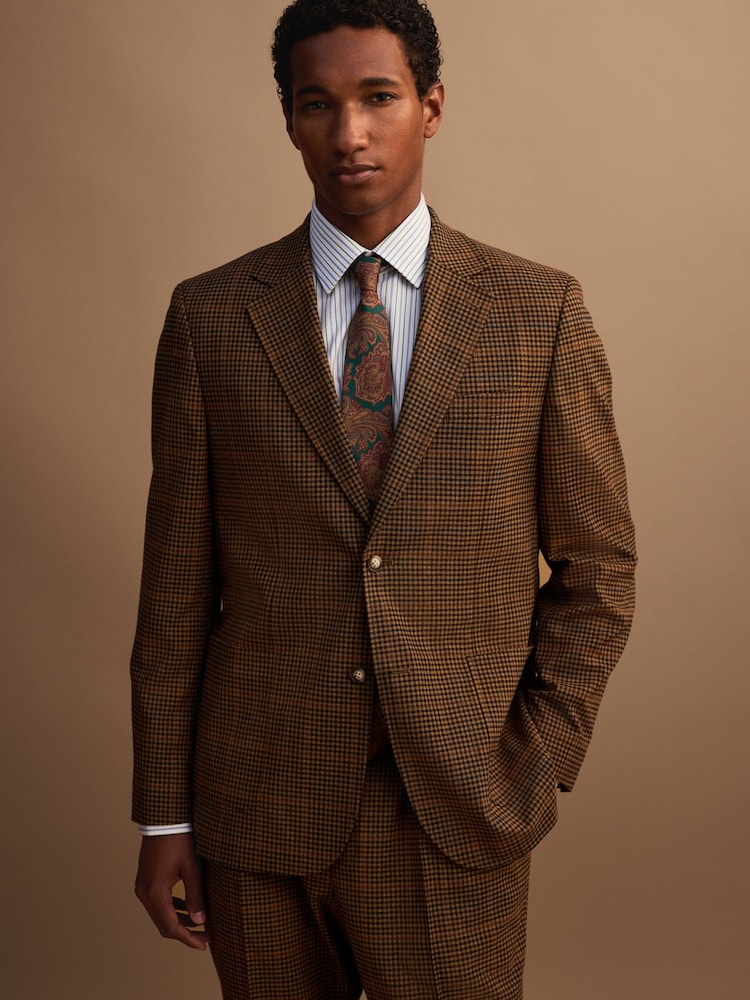 Brown Tailored Fit Gun Club Check Suit Jacket - Image 1 of 12 Brown Tailored Fit Gun Club Check Suit Jacket - Image 1 of 12